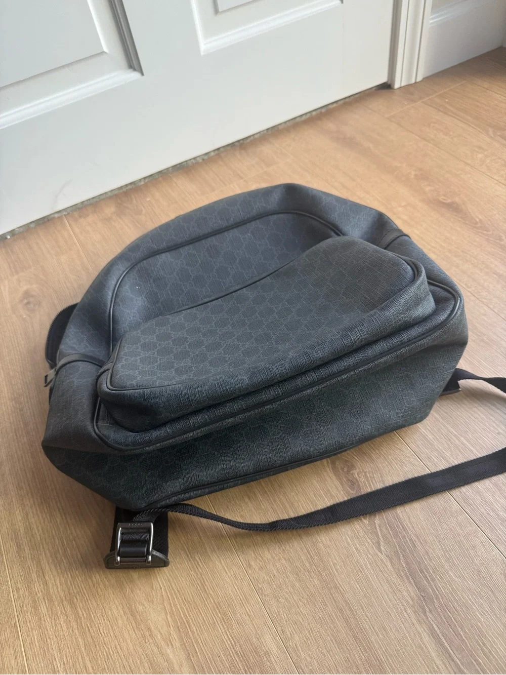 Gucci Black Monogram Canvas Backpack